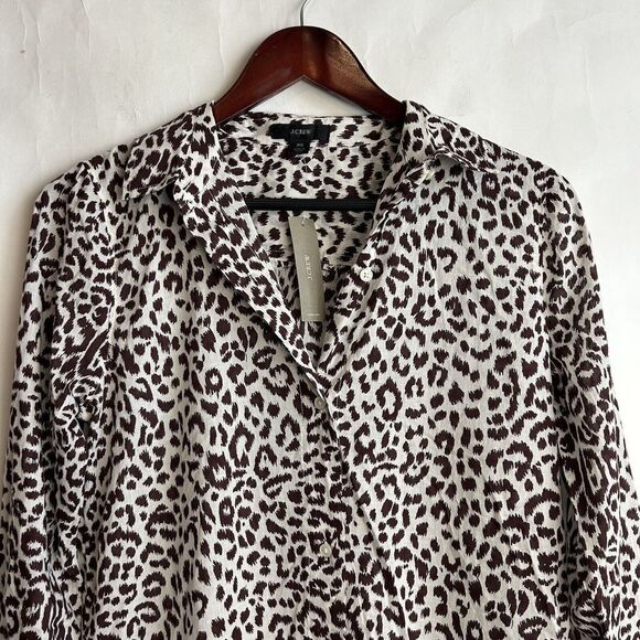 NEW J. Crew button down Beach cover-up Dress Leopard print Size XS - Picture 7 of 14